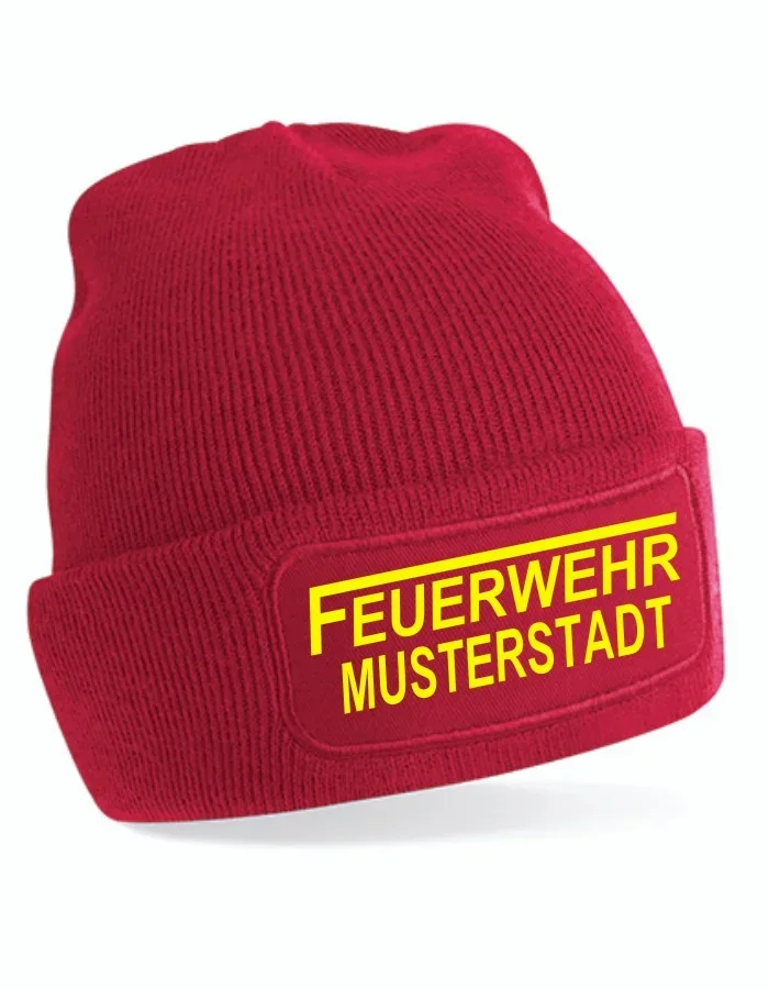 Feuerwehr Strickmütze rot