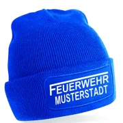 Feuerwehr Strickmütze royal blau