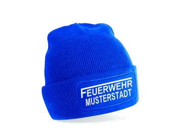 Feuerwehr Strickmütze royal blau