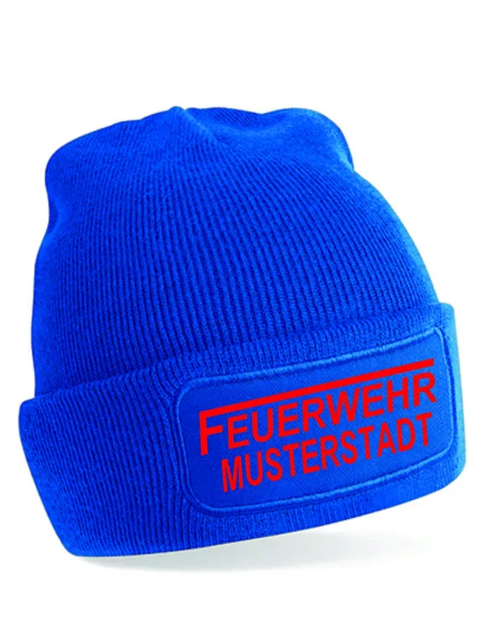 Feuerwehr Strickmütze royal blau
